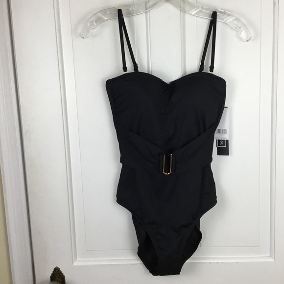 La Blanca Black & Gold One Piece Swimsuit Tummy Control NWT - Picture 1 of 7